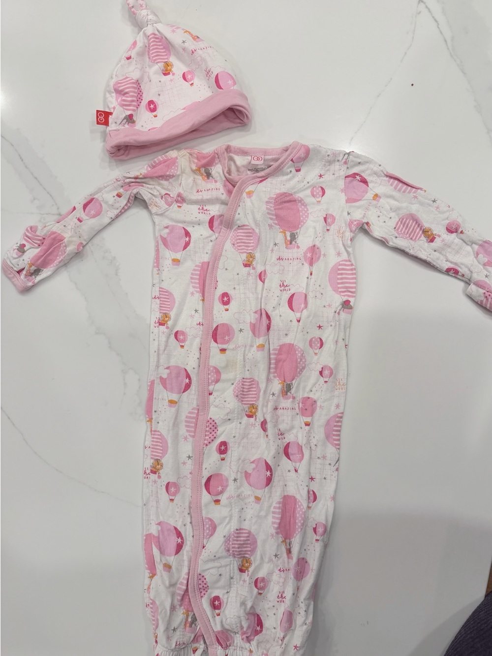Magnetic Me Pink and White Baby Sleep Gown